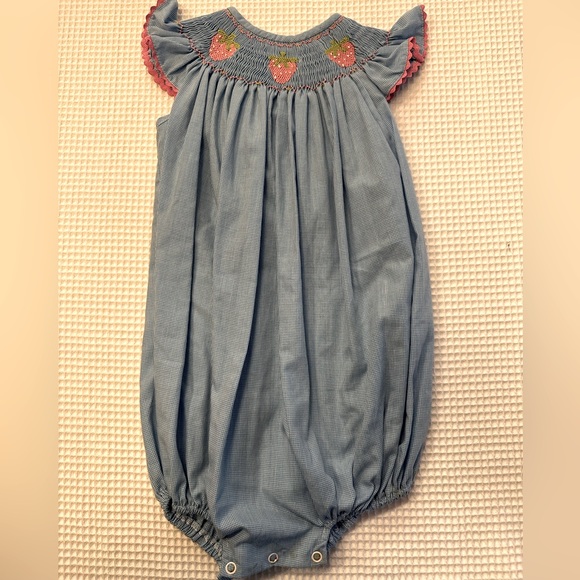 Stitched and Smocked Strawberry Smocked bubble dress 3T. - Picture 1 of 5